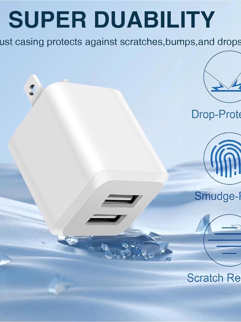 Brand: REKNA
USB Wall Charger, Dual Port Cube Power Adapter Charger Plug Block